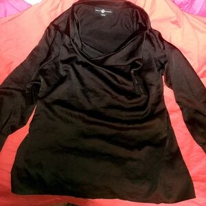 Ashley Stewart Black Satin Cowl Neck Blouse Size 10/12 ( Large)